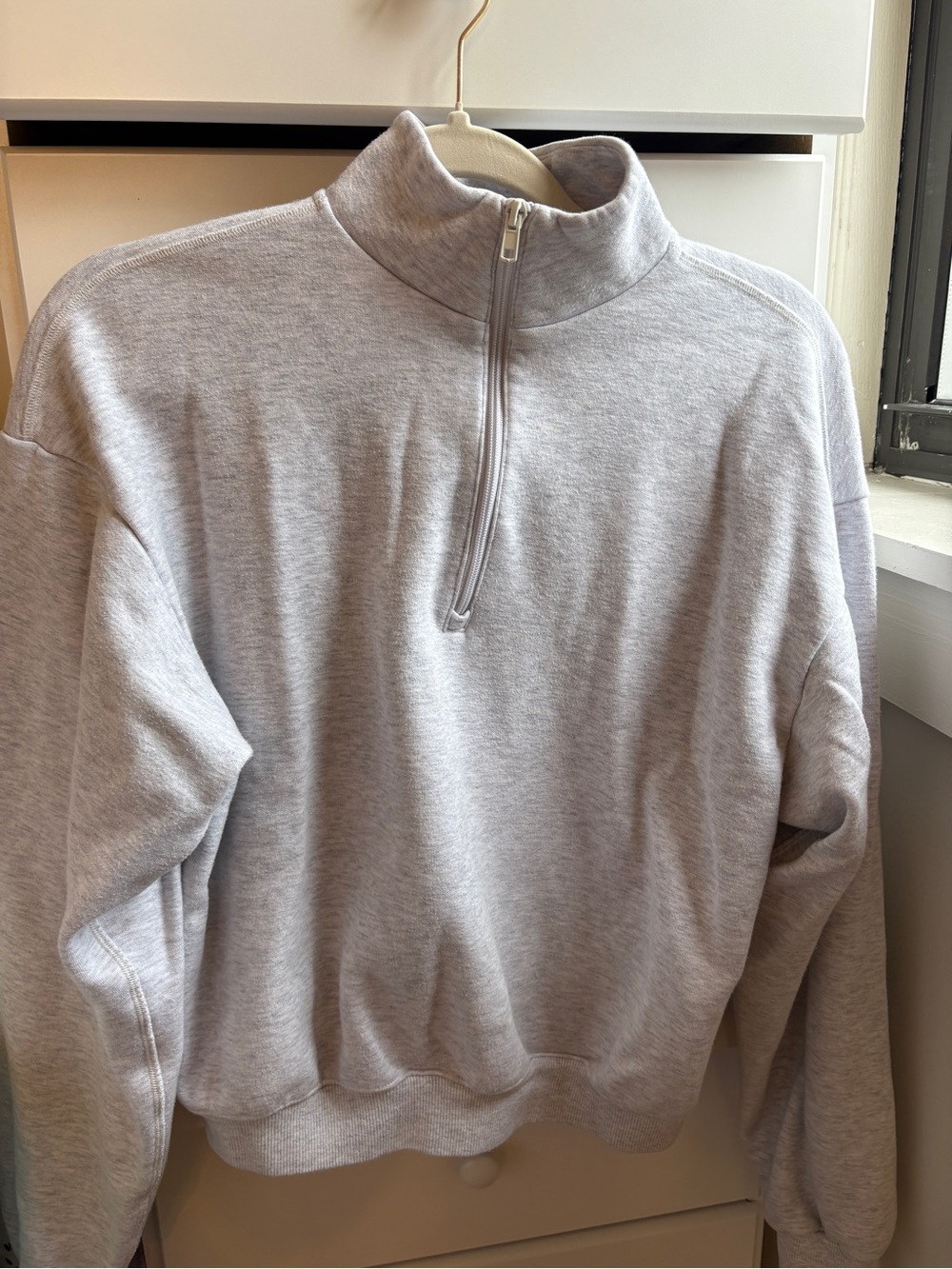 SKIMS Light Gray Half-Zip Mock Neck Pullover - Picture 1 of 4